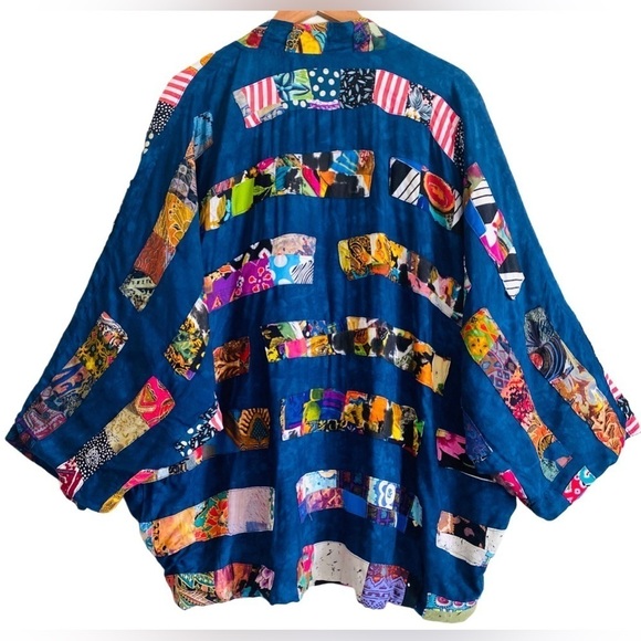 NATIVEWEAR DESIGNS Oversized Bohemian Lagenlook Appliqué Patchwork Jacket Size M - Picture 5 of 9